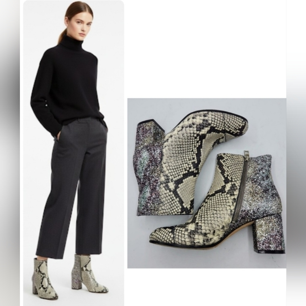 Zadig & Voltaire Lena Wild Exotic Snake leathers With Glitter Boots 38, 7 US